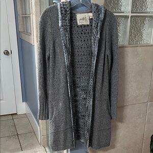 Anthropologie Gray Hooded Knit Sweater